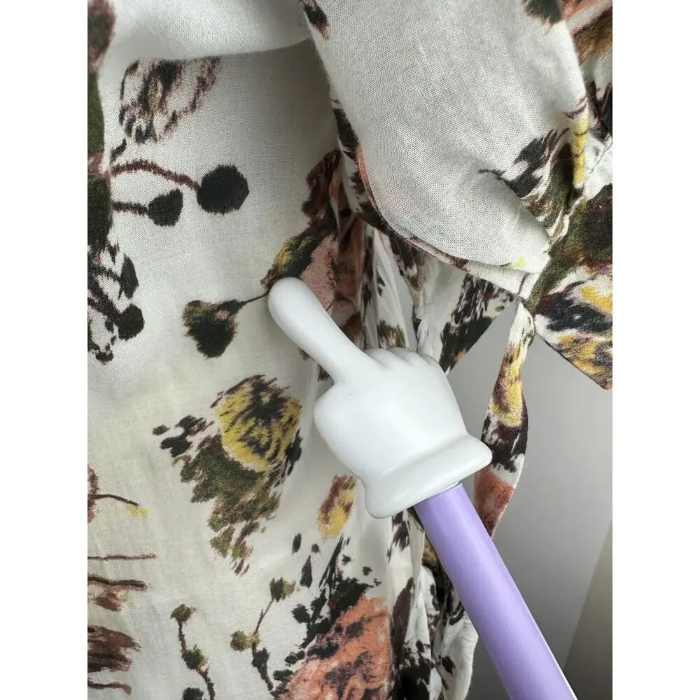 *Flawed Ulla Johnson Selena Cover Up Maxi Dress Small S Floral Tie Neck NO BELT - Picture 10 of 16